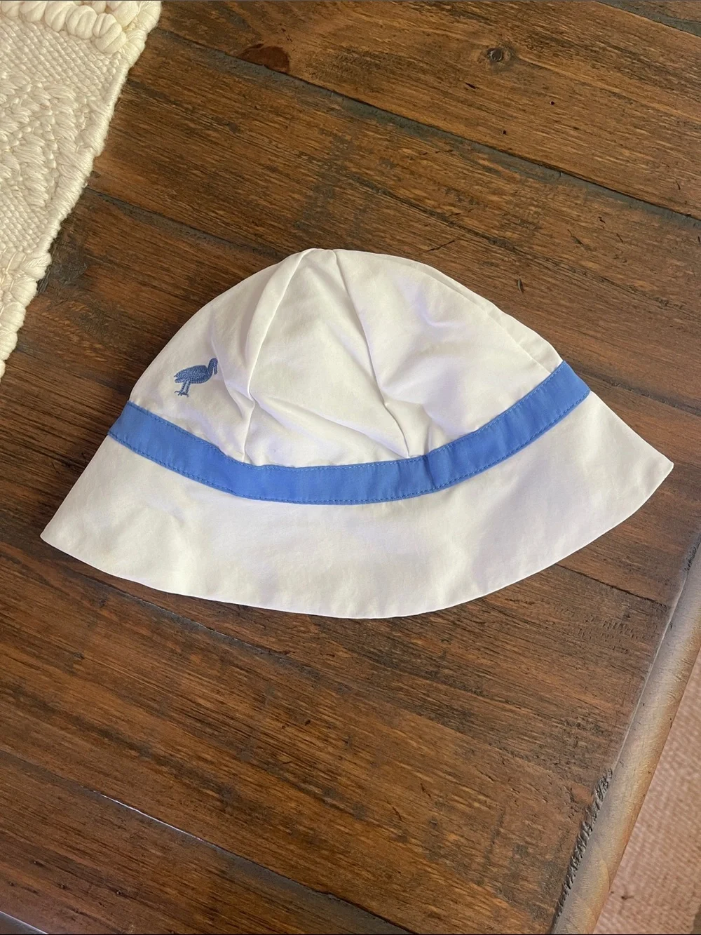 The Beaufort Bonnet Company White Hat with Blue Trim - Kids Bucket Sun Hat